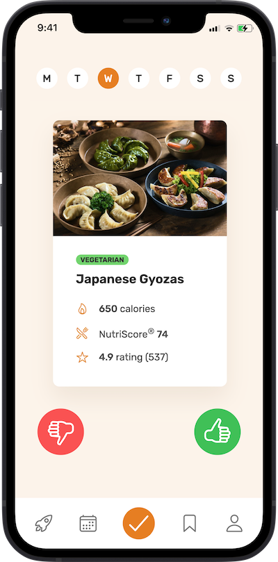 iPone app meal approving plan screen